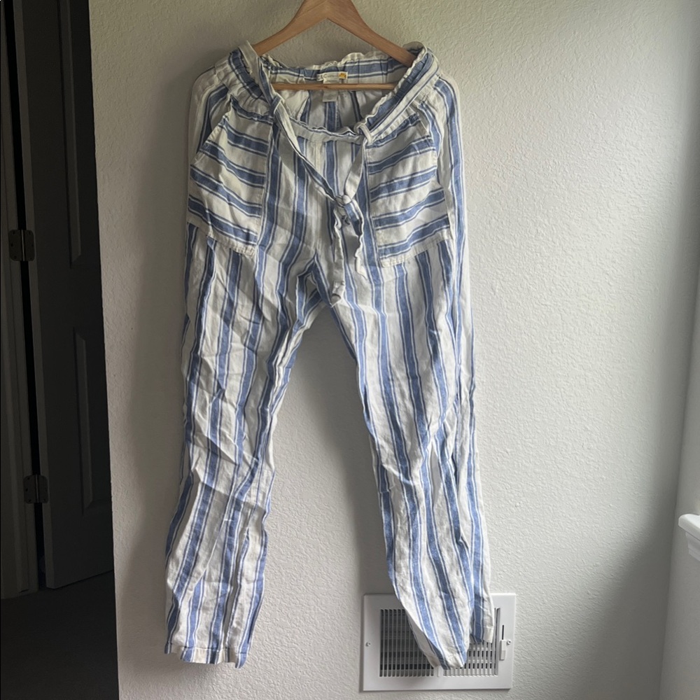 C&C California Blue and White Striped Wide Leg Pants